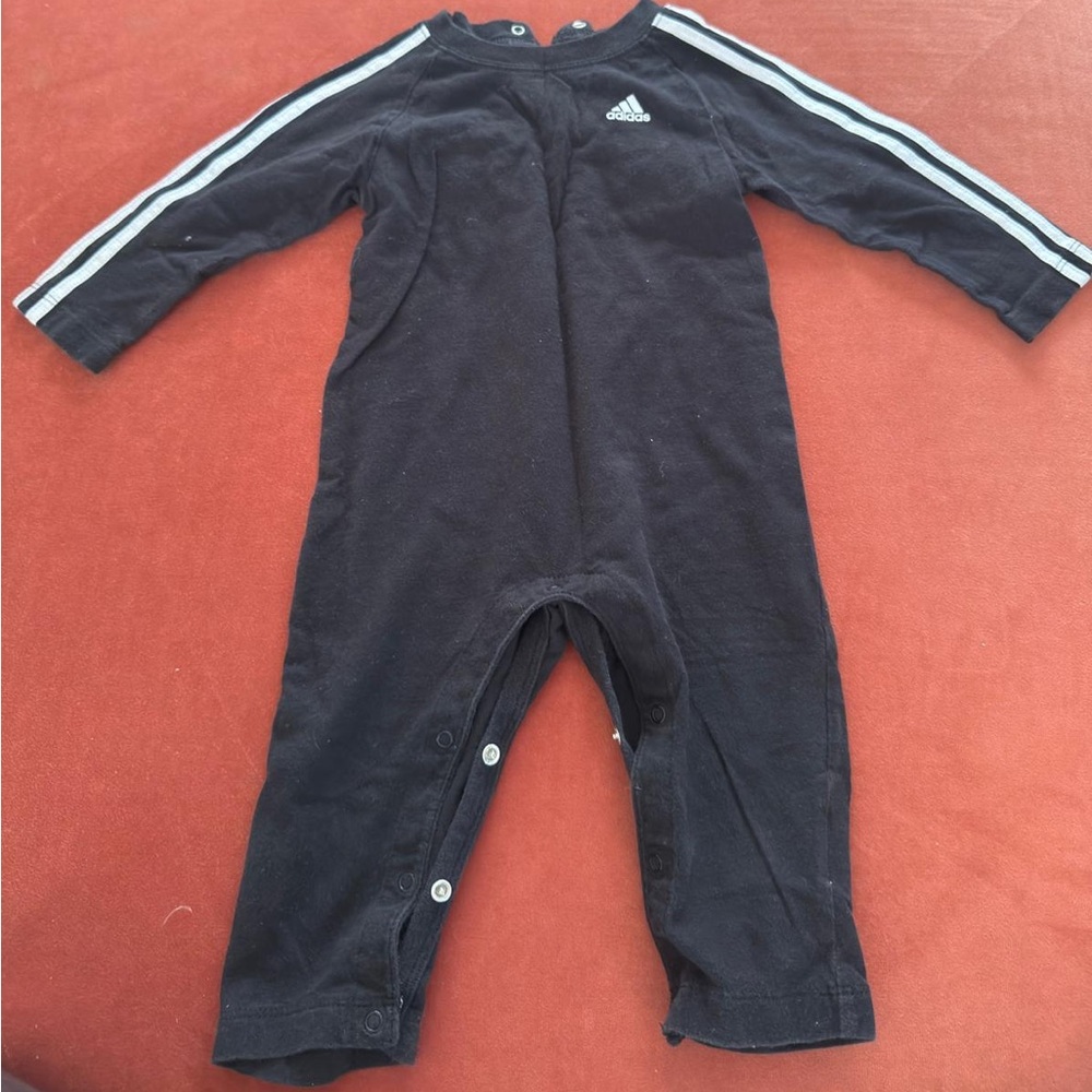 Adidas Kids Black One Piece with Stripes